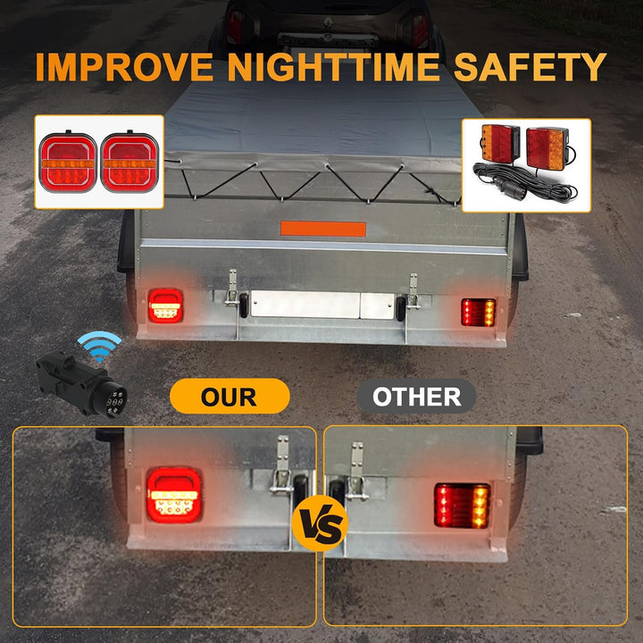 AOHEWEI Kabellose Beleuchtung LED Set Magnetische Anhänger Rücklichter Kabel frei 12V/24V LKW hinten