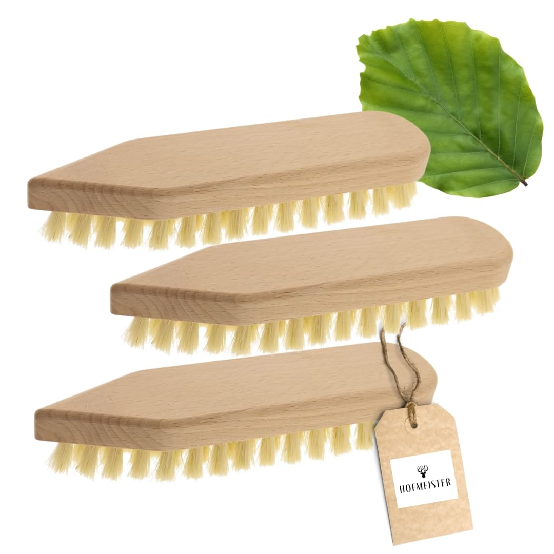 3X HOFMEISTER® Holz-Scheuerbürste, 21 cm, für Starke Verschmutzungen, stabile Fibre-Natur-Borste, ve