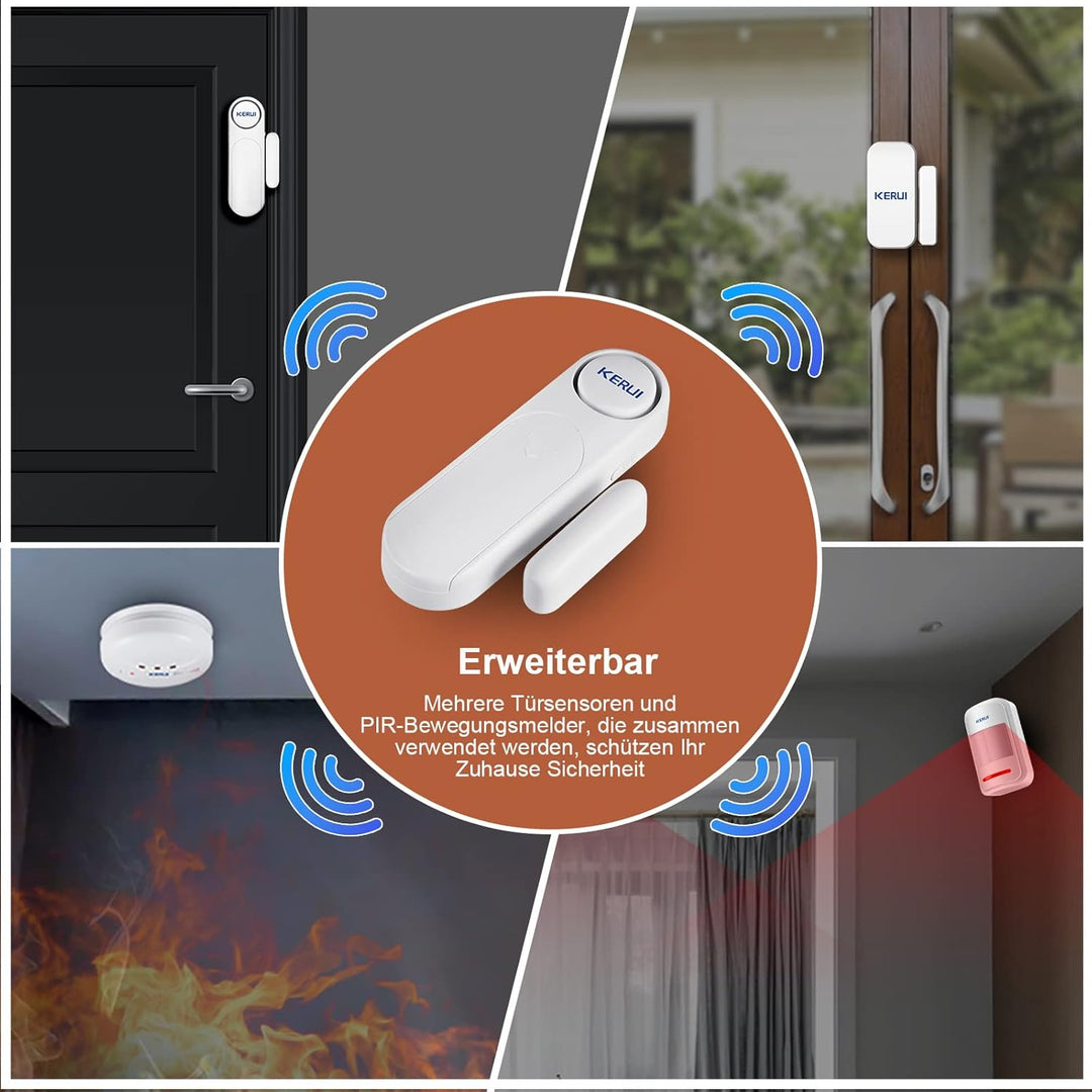 Türalarm, Fensteralarm 120dB Kabellos Tür Fensterkontakt Sensor Alarm mit Fernbedienung 3 Modi Türal