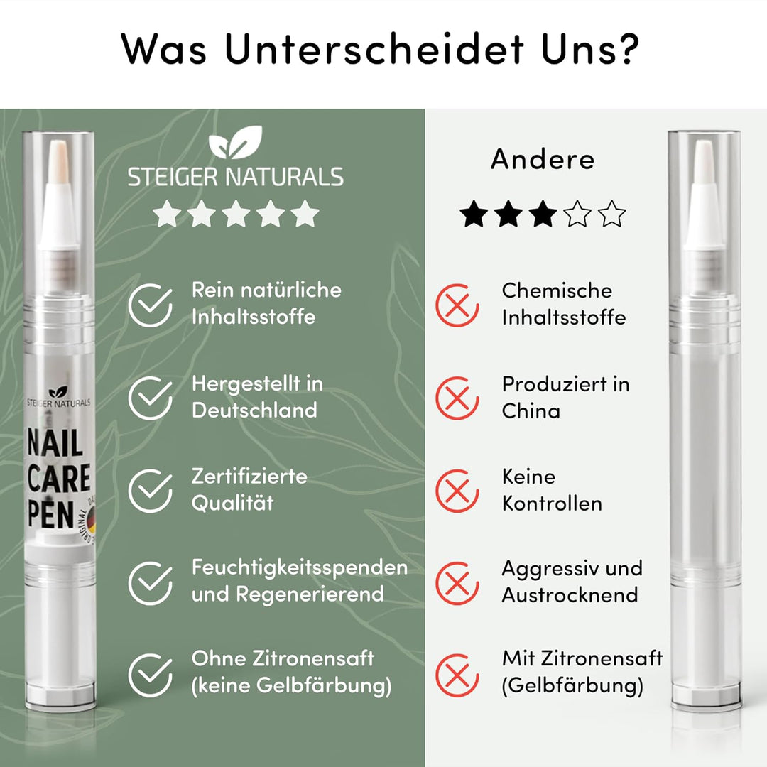 Steiger Naturals Nail Care Pen – Nagelpflegestift für Nägel mit Neem Öl, Jojoba und Teebaum - 100% N