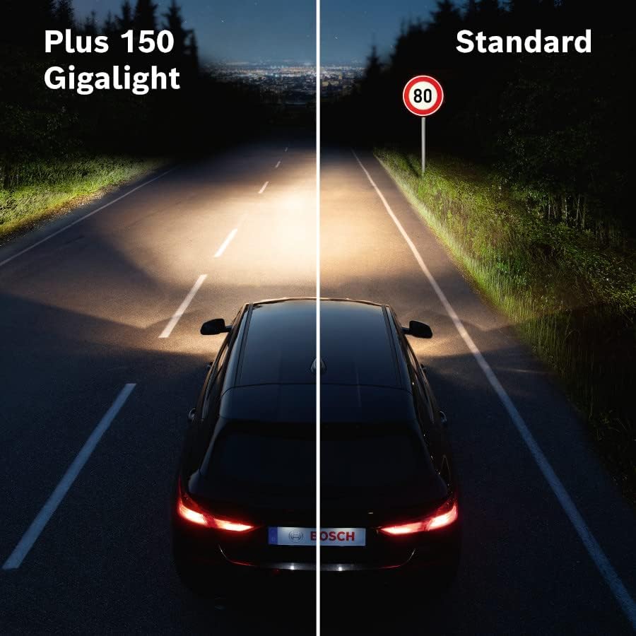 Bosch H11 Plus 150 Gigalight Halogen-Glühlampe für Auto-Scheinwerfer, 12 V 55 W, 150% mehr Licht - L