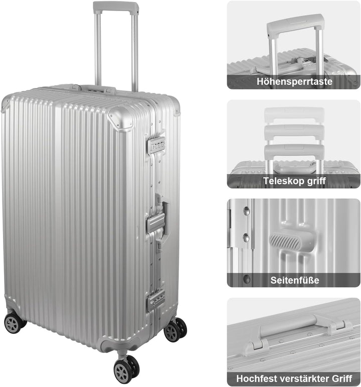 FusionShell mit Aluminiumrahmen Hartschalen-Kofferset 3-teilig, 57 68 77 cm (43L 65L 110L), Rahmenve