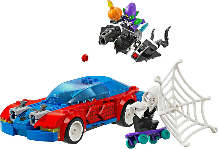 Lego Marvel Spider-Mans Rennauto & Venom Green Goblin, Spidey-Spielzeug für Rollenspiele mit Superhe