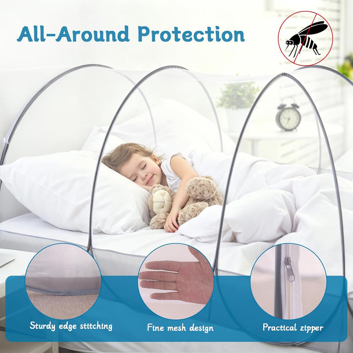 IIRC Moskitonetz Bett Reise – 190 x 90 x 90 cm Pop Up Moskitonetz für Bett, Camping & Zuhause, Faltb