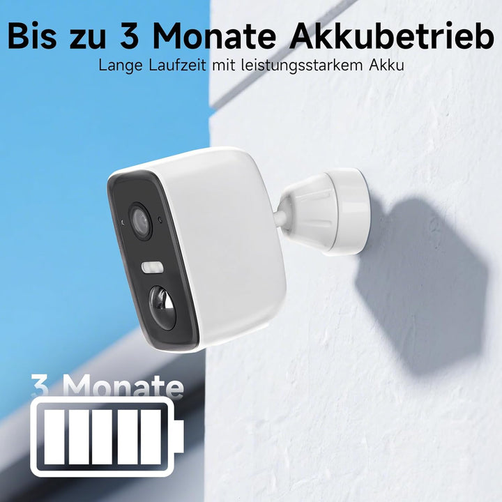 Rollei Überwachungskamera Wireless Security Cam 2K V2 Kabellose Kamera Überwachung Aussen Bewegungs