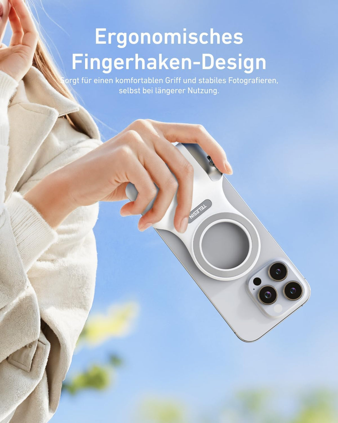 TELESIN Fun Shot Smartphone Handle Grip, Magnetic Smartphone Grip mit Abnehmbarer Bluetooth-Fernbedi