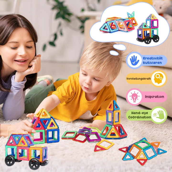 aaczly Magnetische Bausteine 122 Teile Magnet Spielzeug Kinder Montessori Spielzeug Magnetbausteine