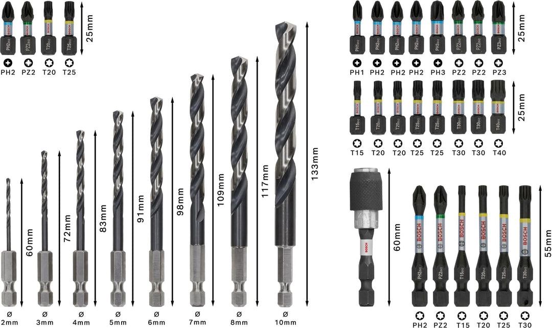 Bosch 35x PRO Impact Metal Set, 35-tlg. (für Stahl, Gusseisen, 200 x 107 mm, Professional Zubehör Sc
