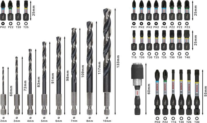 Bosch 35x PRO Impact Metal Set, 35-tlg. (für Stahl, Gusseisen, 200 x 107 mm, Professional Zubehör Sc