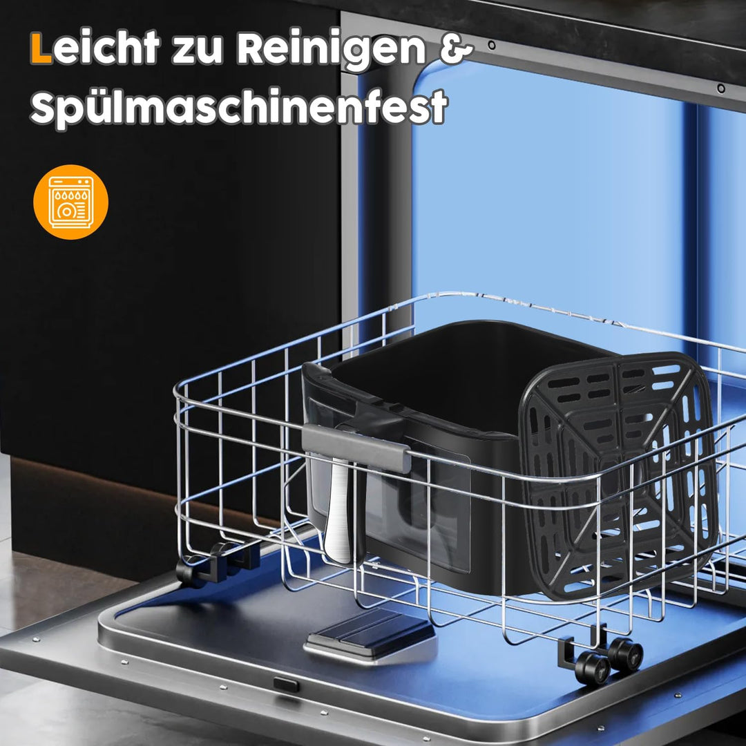 HeissLuftfritteuse, 9 Liter, Touchdisplay, HeissLuftfritteuse Mit Sichtfenster Pro Air Fryer Timer &
