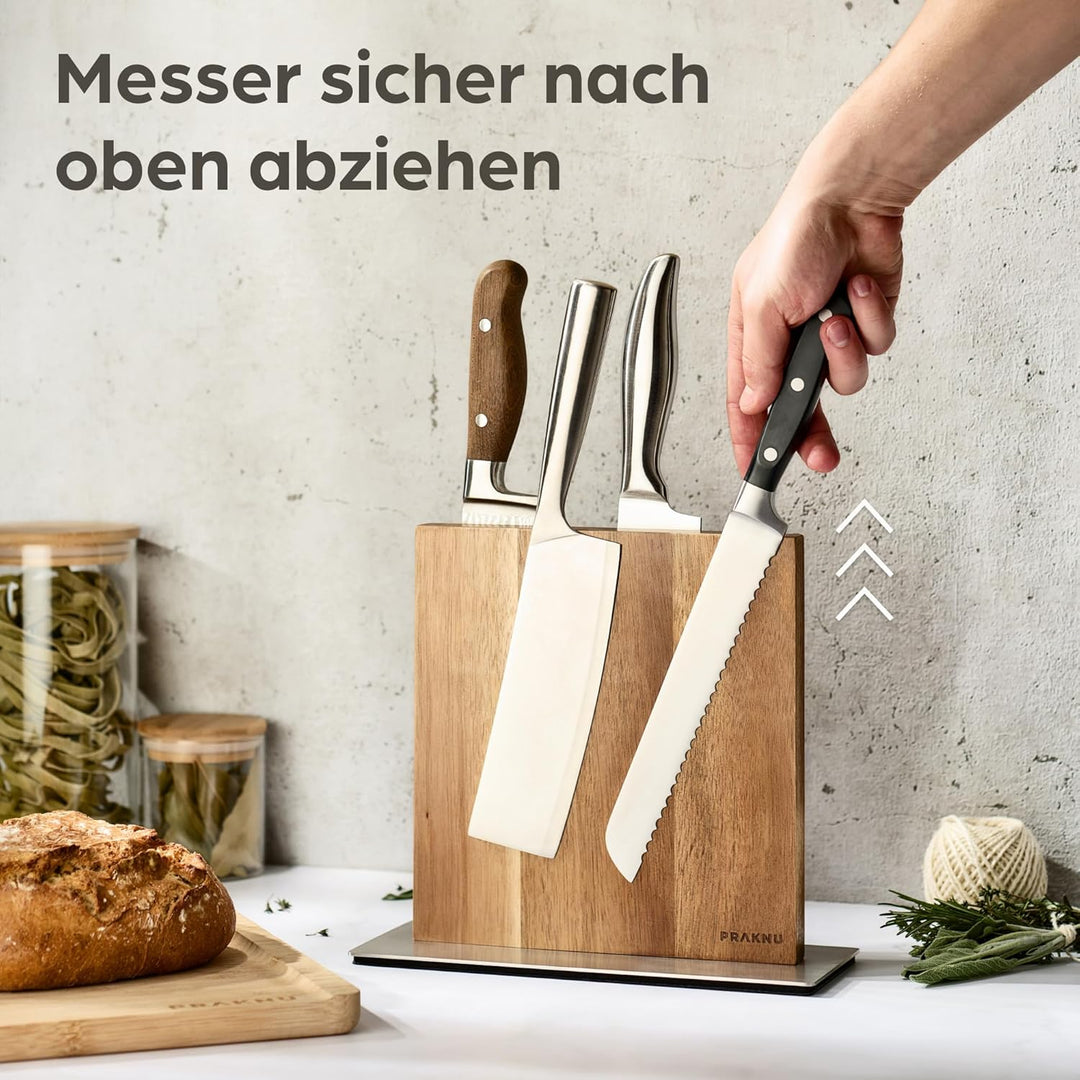 Magnetischer Messerblock ohne Messer - Beidseitig Starker Magnet - Messerhalter aus FSC®-Akazienholz