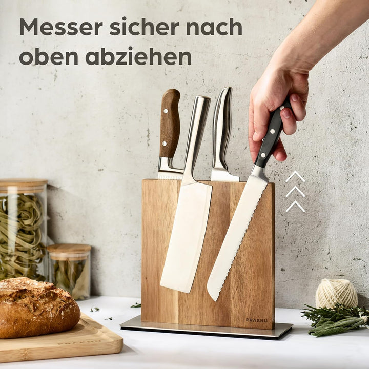 Magnetischer Messerblock ohne Messer - Beidseitig Starker Magnet - Messerhalter aus FSC®-Akazienholz