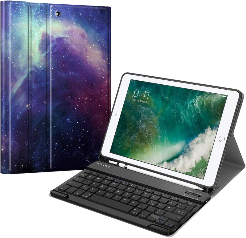 Fintie Tastatur Hülle für iPad 9.7 2018 (6. Generation), Soft TPU Rückseite Gehäuse Keyboard Case mi