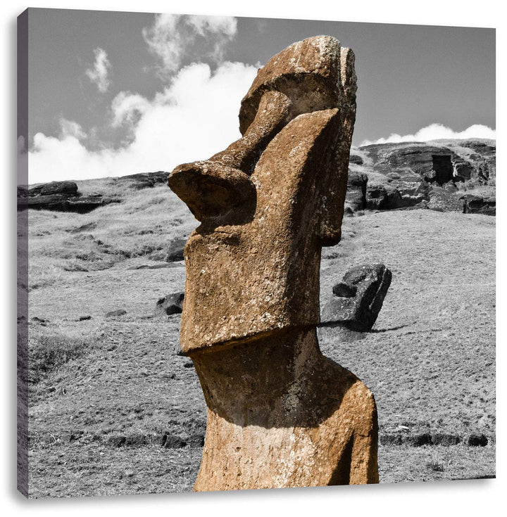 Pixxprint Moai Statue auf den Osterinseln als Leinwandbild/Grösse: 70x70 cm/Wandbild/Kunstdruck/fert