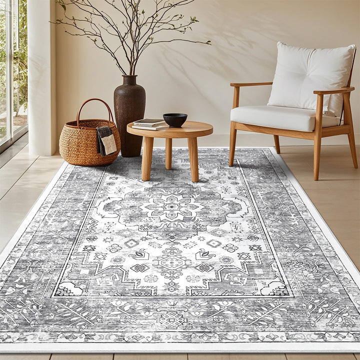 Enyhom Teppich Wohnzimmer 120 x 180 cm Schlafzimmer Teppich, Grosser Waschbarer Kurzflorteppich Vint