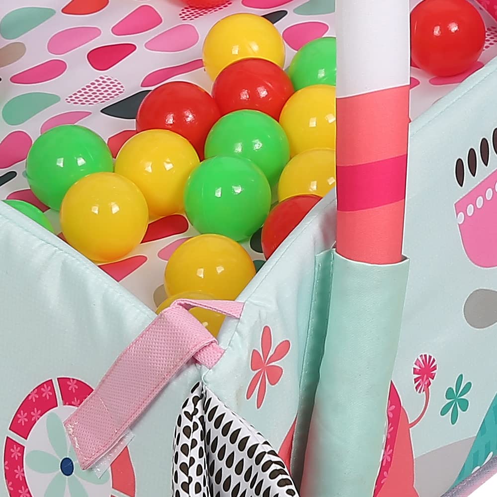 4-in-1 Baby Spieldecke Laufstall, Spielbogen, Bällebad Spielmatte mit Spielbogen Abnehmbarem,Neugebo