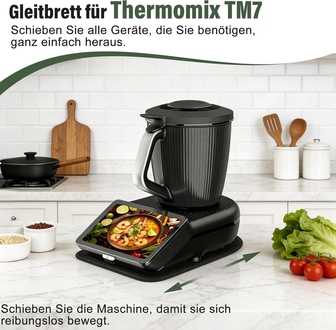 Filz Gleitbrett für Thermomix TM7, Passgenaue Rutschfeste Schutzmatte aus Filz für Vorwerk TM7 Zubeh