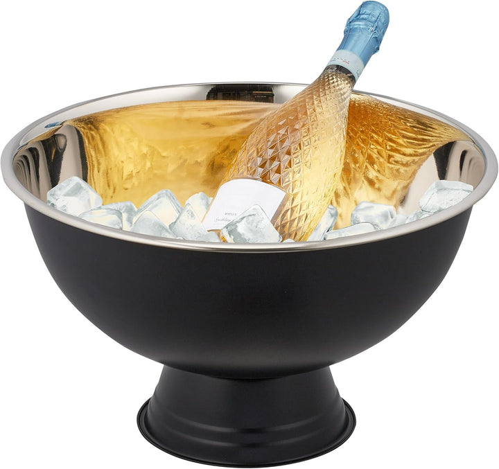 Relaxdays Sektkühler, Edelstahl, H x D: 23,5 x 40 cm, Flaschenkühler für Sekt, Champagner, Wein, XXL