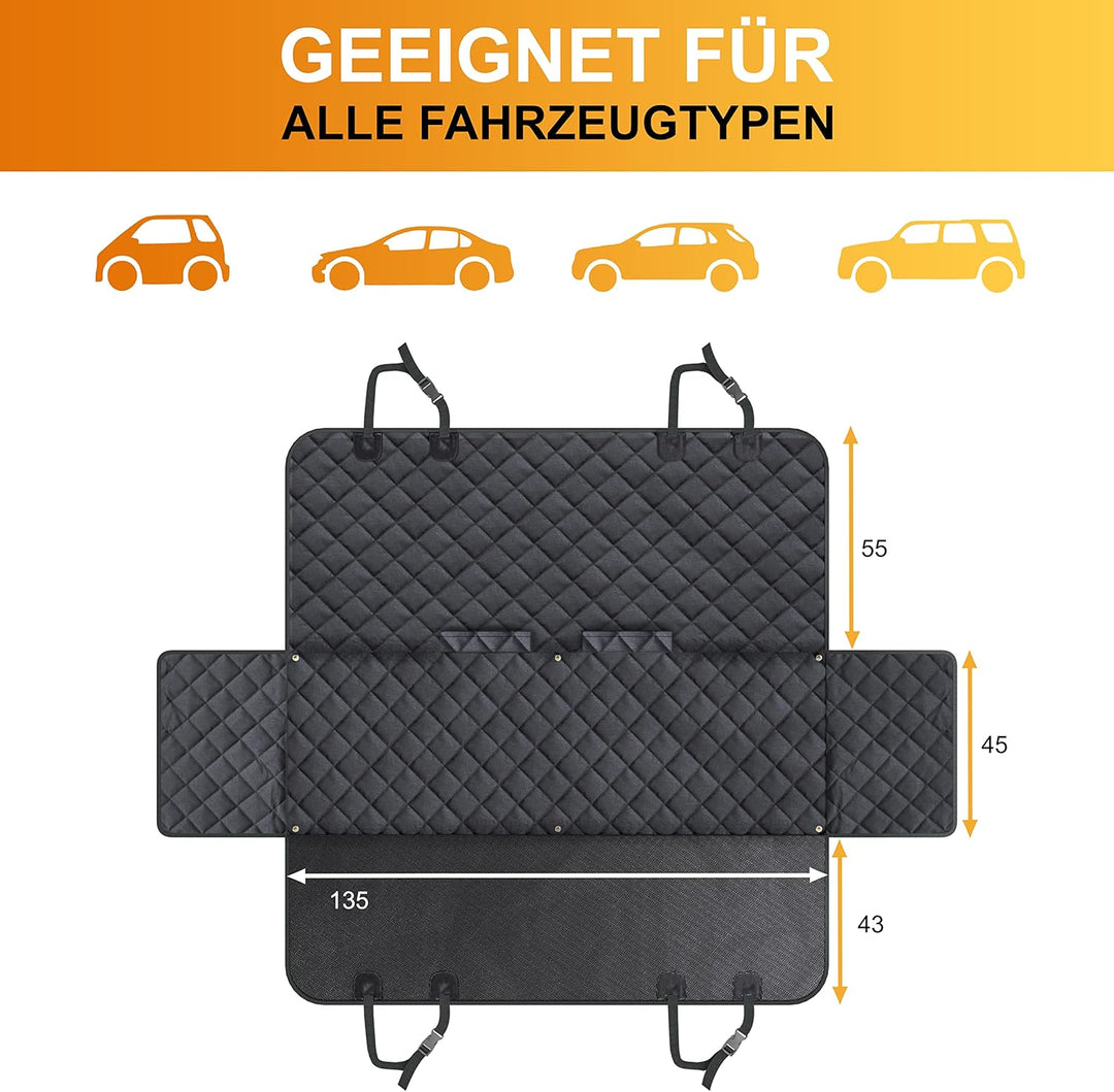 WhizProducts® Basic Hundedecke für Auto Rückbank mit Seitenschutz und Sitzankern – wasserdichte Auto