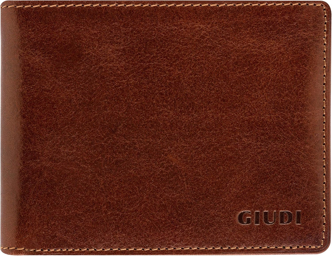 Giudi Herren-Geldbörse, Rindsleder, Mittelgross, Braun, Braun