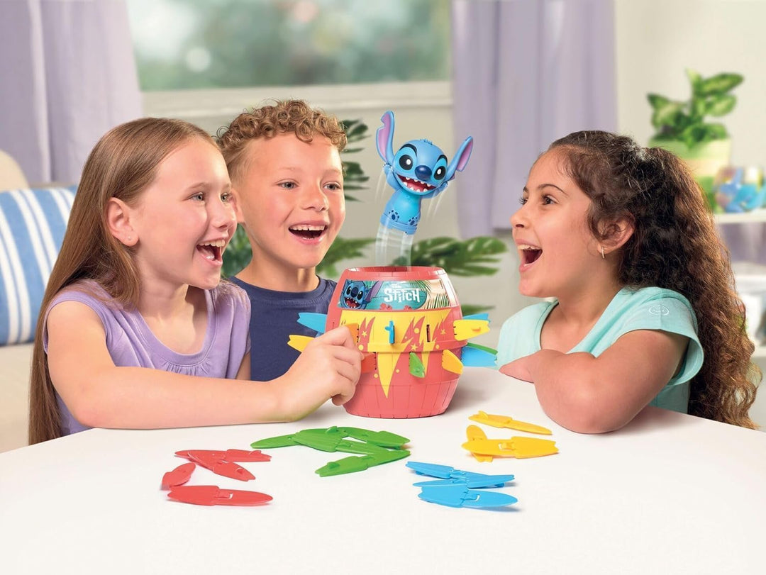 TOMY Disney Pop Up Stitch Aktionsspiel, Lustiges Familien und Kinderspiel, Geschicklichkeitsspiel ge