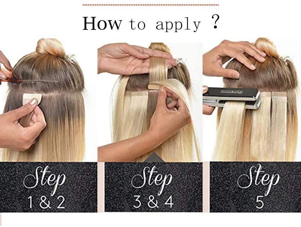 SEGO Tape Extensions Echthaar 20 Tressen/30 g Klebeband Band in Haarverlängerung Kleber Haarteile Ha