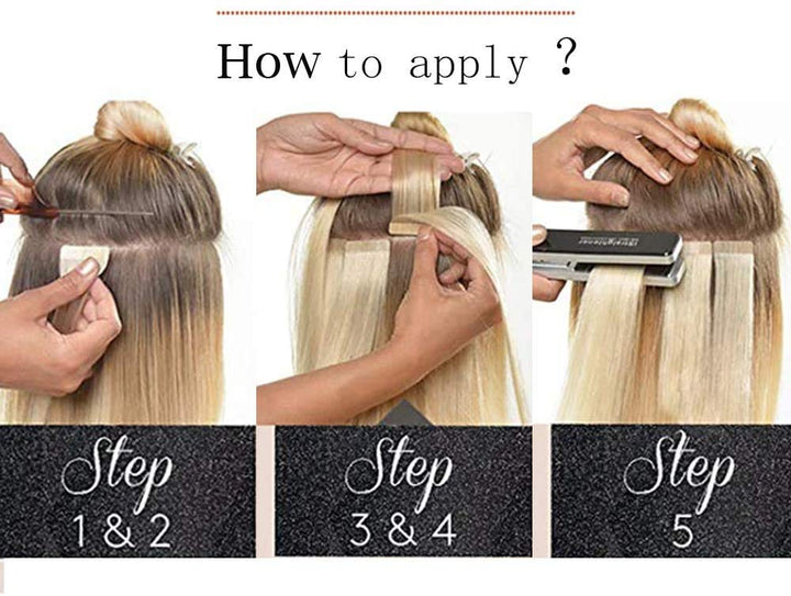 SEGO Tape Extensions Echthaar 20 Tressen/30 g Klebeband Band in Haarverlängerung Kleber Haarteile Ha