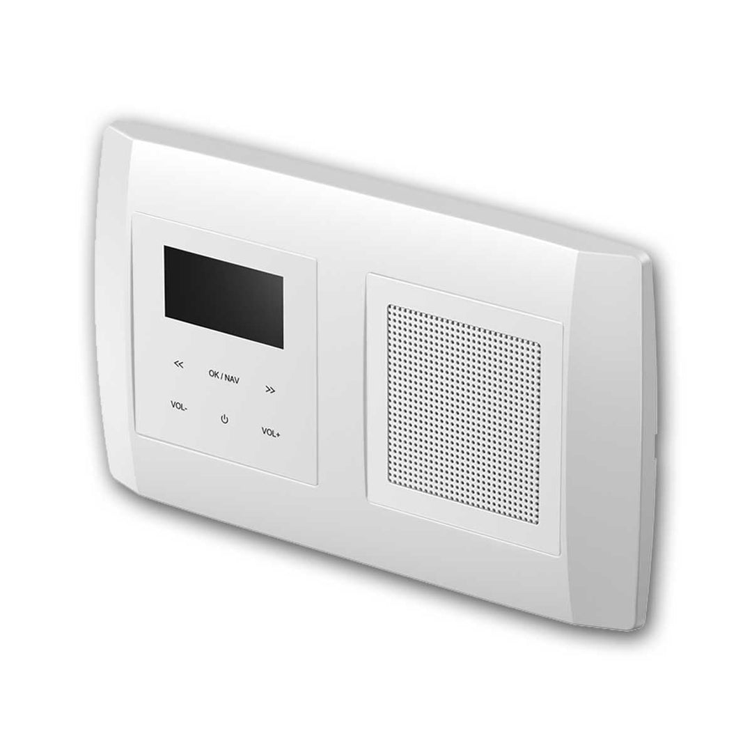 LOGIQ Unterputz Radio mit 2W RMS Lautsprecher, DAB+, UKW und Bluetooth, OLED-Display, Weck- und Slee