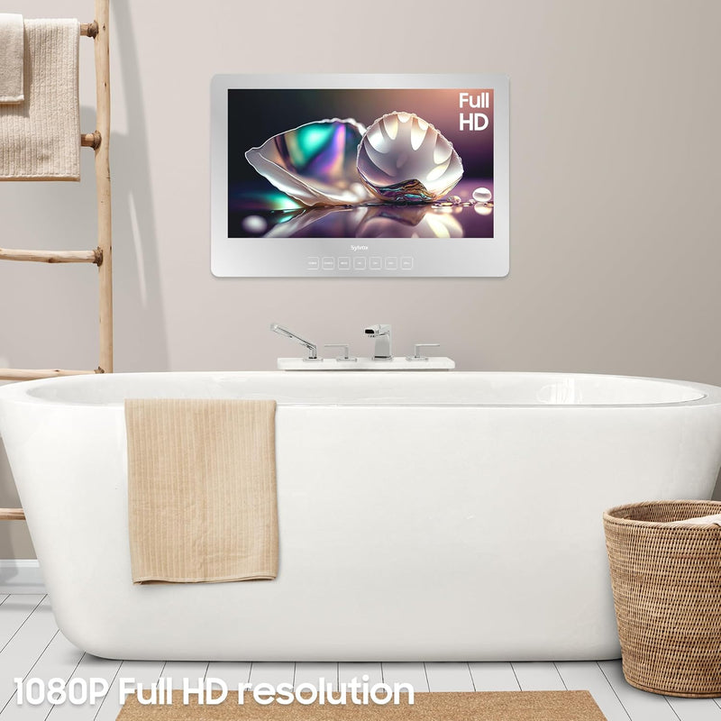 SYLVOX Smart Mirror Badezimmer Fernseher Badspiegel TV 32 Zoll FHD| IP65 Wasserdicht 12V Google TV 1