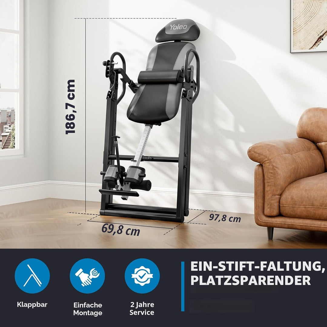 YOLEO Klappbare Inversionsbank von Rücken und Nackenschmerzen Max. 300 lbs zur Entlastung der Wirbel