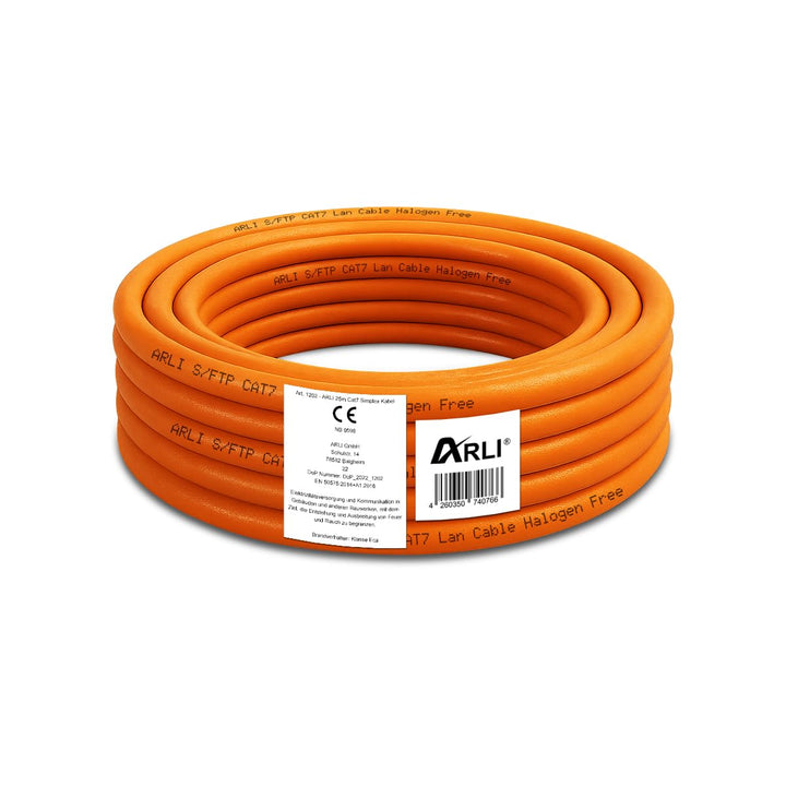 ARLI CAT 7 Verlegekabel 25m Netzwerkkabel CAT.7 LAN Halogenfrei Installationskabel SFTP S/FTP CAT7 P