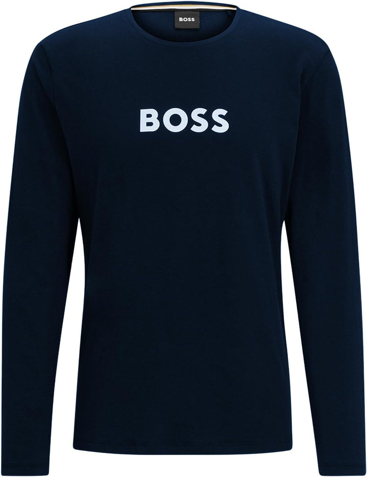 BOSS Herren Easy Long Set Pyjama aus Baumwolle mit Logo-Print L Bright Blue434, L Bright Blue434