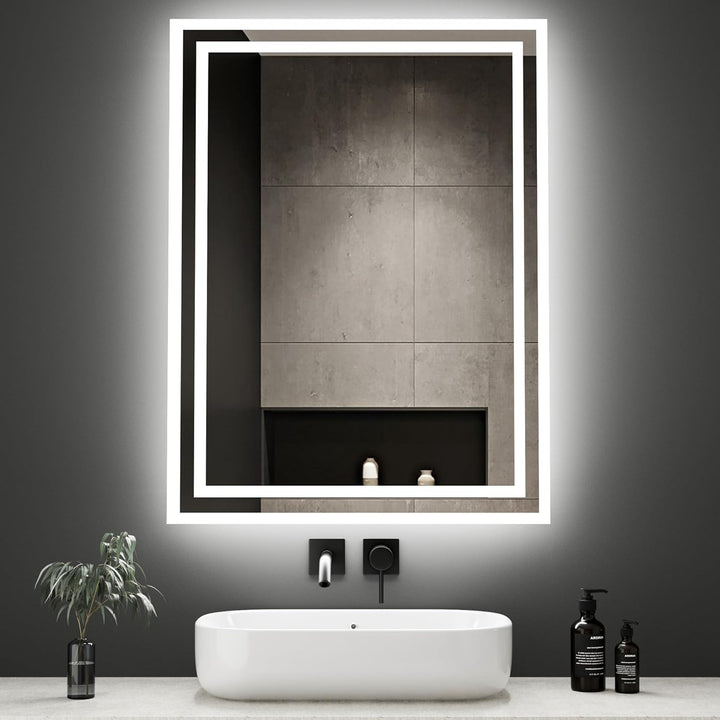 Boromal LED Badspiegel mit Beleuchtung 40x60cm Wandspiegel Lichtspiegel Vertical & Horizontal Badezi