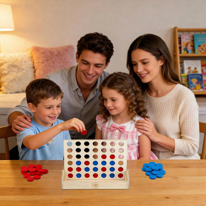 4 in Einer Reihe Spiel Holz, Vertikales Strategiespiel für 2 Spieler, Pädagogisches Lernspielzeug, G