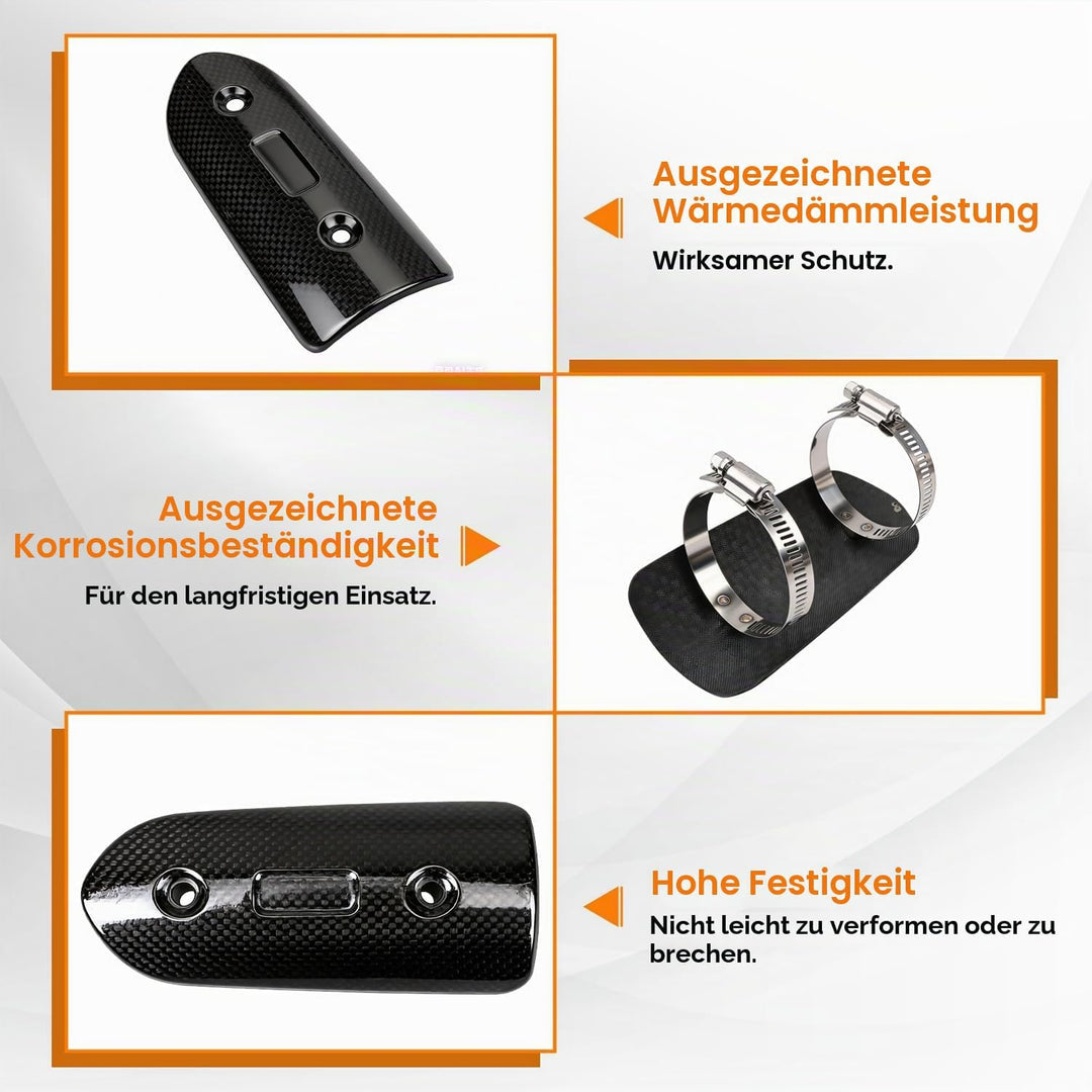 Auspuff-Hitzeschild aus Kohlefaser, Motorrad-Auspuffrohr-Abdeckung, Schutz-Schutz, universell für St