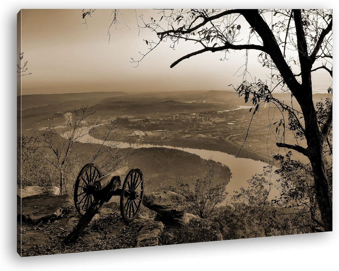 deyoli Historische Militär Kanone Format: 80x60 Effekt: Sepia als Leinwandbild, Motiv fertig gerahmt