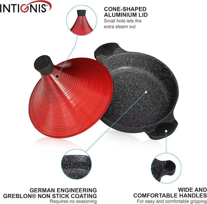 Marokkanischer Tajine-Kochtopf | Induktion | Selbstbefüllender Deckel 28 cm grosses Metall | Super N