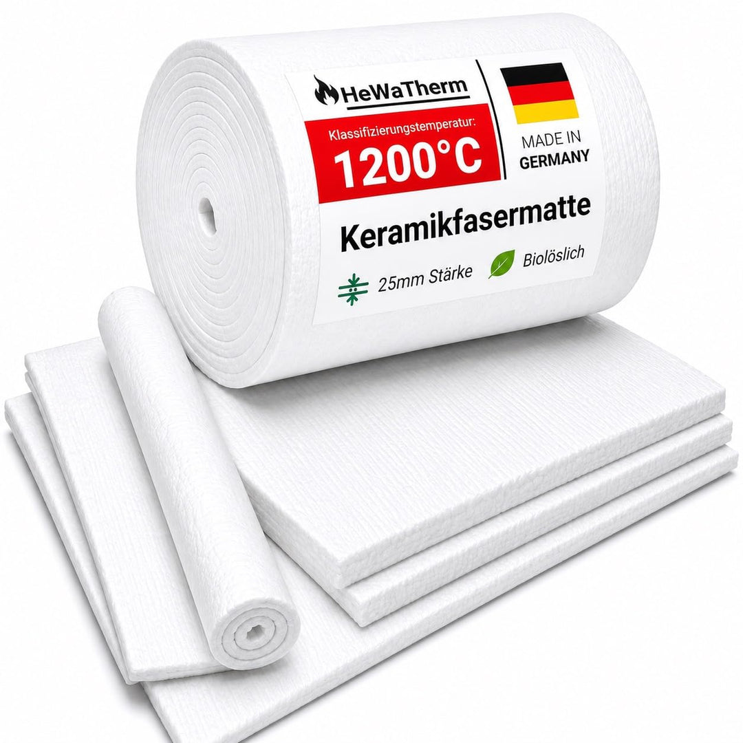 HeWaTherm Keramikfasermatte (Bio-Wolle) 1200°C / 96kg 500 x 610 x 25,4mm