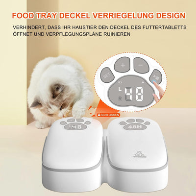 ZMAYPLUS Futterautomat für Katzen, Zwei-Mahlzeiten-Futterautomat für Hunde und Katzen, Display-geste