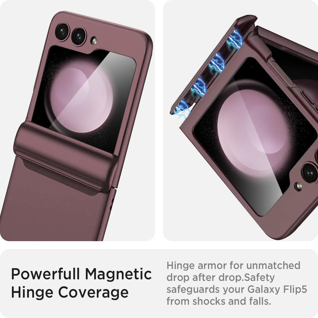 Miimall Kompatibel mit Samsung Galaxy Z Flip 5 Hülle mit Scharnierschutz Magnetischer [Externer Bild