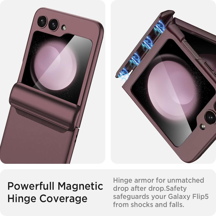 Miimall Kompatibel mit Samsung Galaxy Z Flip 5 Hülle mit Scharnierschutz Magnetischer [Externer Bild