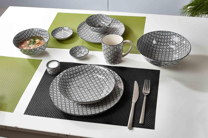 Ritzenhoff & Breker Takeo Leaves Suppenteller 6er Set, 20 cm, Tiefe Teller mit vollflächigem Dekor,