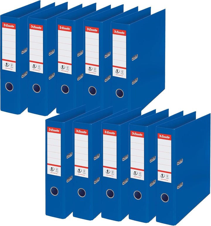 Esselte Ordner breit, DIN A4, 10er Pack, 7,5 cm Rückenbreite, Kunststoff-Ordner, Blau, Vivida, 81135