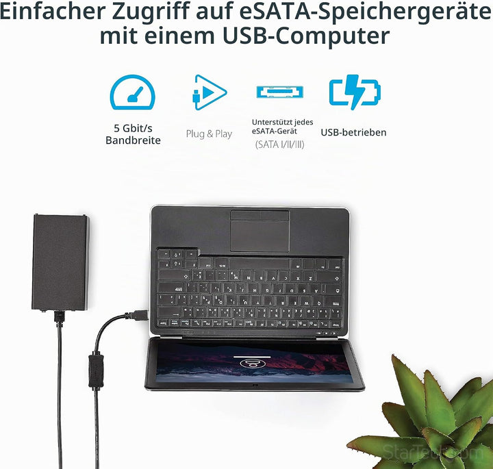 StarTech.com 91 cm USB 3.0 auf eSATA Adapter - 6 Gbit/s USB auf eSATA HDD/SSD/ODD Konverter - eSATA