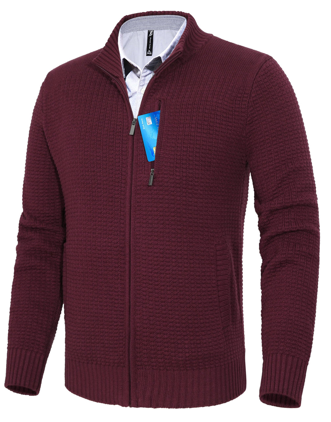 Pioneer Camp Herren Strickjacke Mit Reissverschluss Stehkragen Cardigan Herren Zip Sweaters Fein-Str