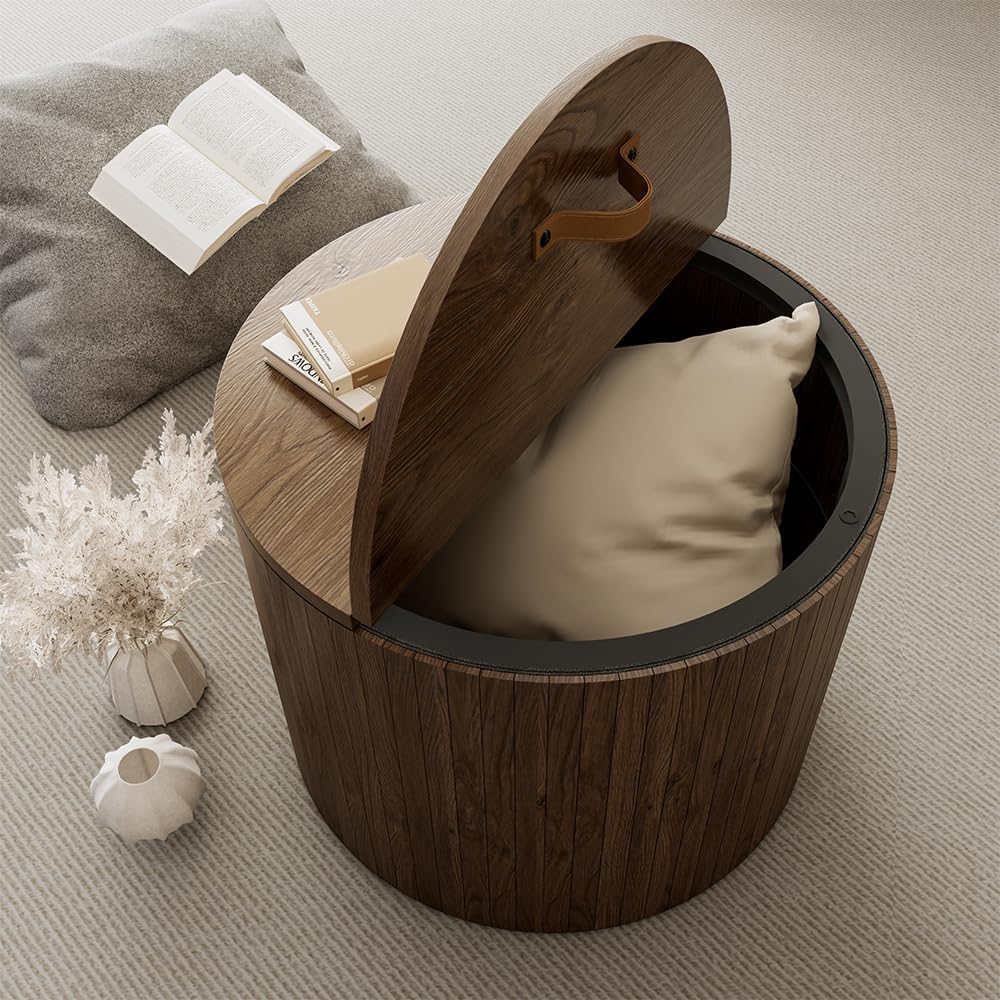 Vicco Couchtisch Tavilo, Nussbaum, 48 x 48 cm, mit Liftfunktion und Abnehmbarer Seitenwand Nussbaum