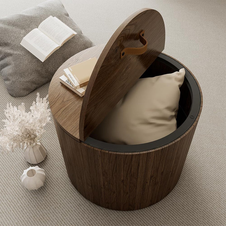Vicco Couchtisch Tavilo, Nussbaum, 48 x 48 cm, mit Liftfunktion und Abnehmbarer Seitenwand Nussbaum