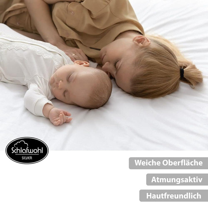 SCHLAFWOHL SILVER Wasserdichter Matratzenschoner • Matratzenschutz • Topper 90 x 200 cm •Zer