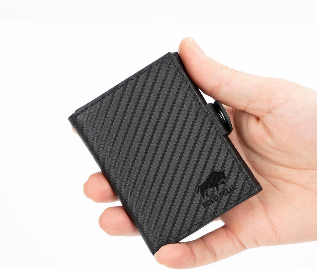 Solo Pelle NEU Slim Wallet mit Münzfach [12 Karten] Slimwallet Riva [RFID-Schutz] Kartenetui mit Mün