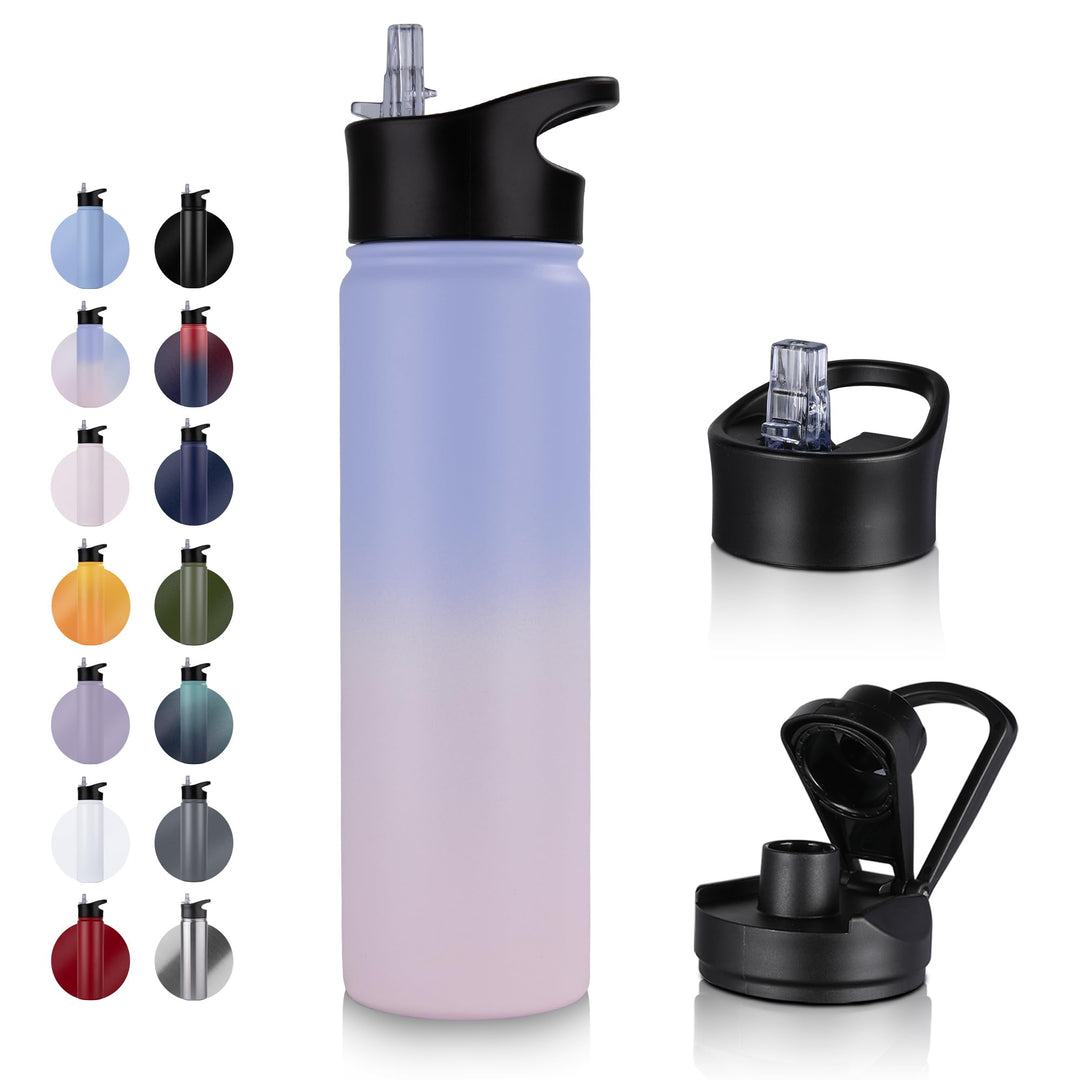 Edelstahl Trinkflasche - 750ml - mit Strohhalm,Auslaufsicher,Kohlensäure Geeignet,BPA frei Thermosfl